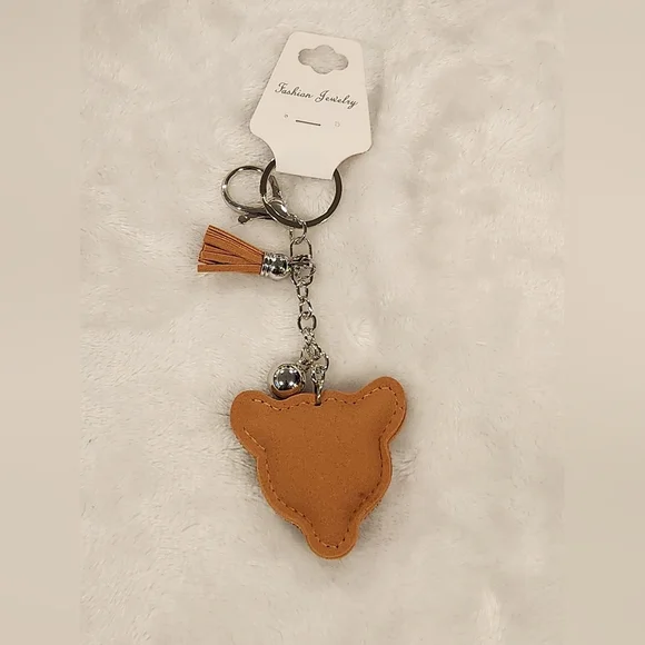 Leopard Brown Rhinestone Keychain Bag Charm - Picture 3 of 3